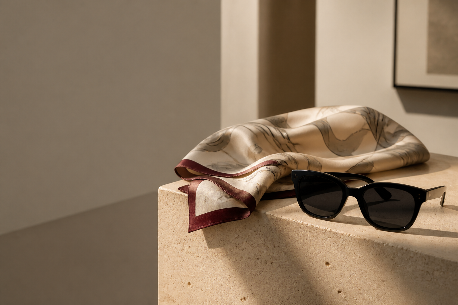 Curated scarves and eyewear
